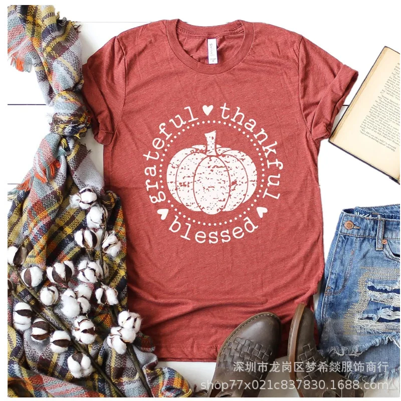 

2019 Pumpkin T shirts for women shirt Pity Round Neck Pumpkin Printing Easy Short Sleeve T Pity befree harajuku vintage