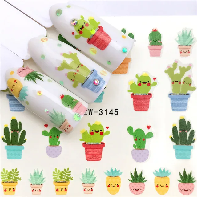 Nails Stickers Maple Leaf Seahorse Nail Sticker Pattern Transfer Nails Series Watermark Nail Decals Flowers Butterflies Color YZW-3145