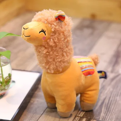 Kawaii Радуга 25 см Альпака плюшевые куклы игрушки милый лама Alpacasso игрушки плюшевые японские Альпака животных мягкая кукла Дети подарок - Цвет: Цвет: желтый