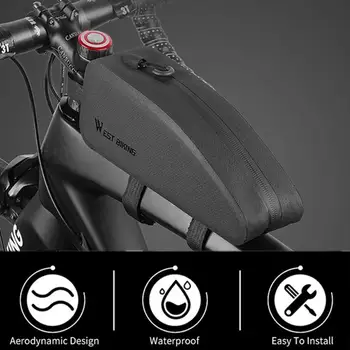 

WEST BIKING Waterproof Mountain Bike Hard Shell Protective Case Bicycle Front Top Tube Frame Solid Black Color Bags
