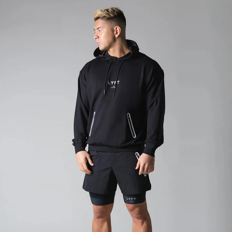 JP&UK Zipper Pocket 2021 Casual Hoodies Men Cotton Gym Sweatshirt Fitness Workout Cotton SportswearMale Pullover Tops Clothes