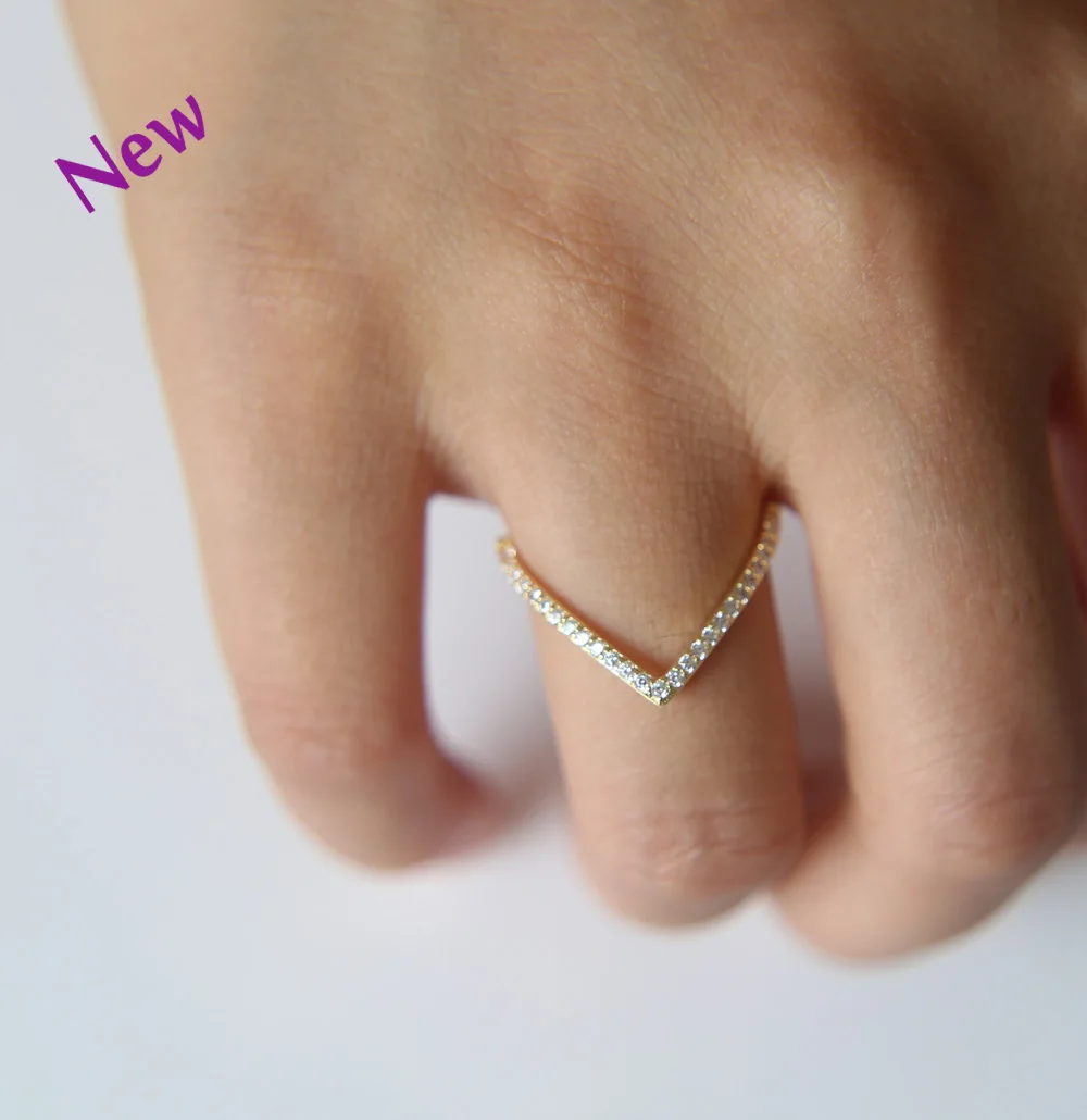 Gold Color V Shape Design Simple Jewelry Ring For Trendy Women With Popular Micro Pave Setting a Cubic Zirconia Ring Jewelry Rings Cubic Zirconia Ringring For Aliexpress