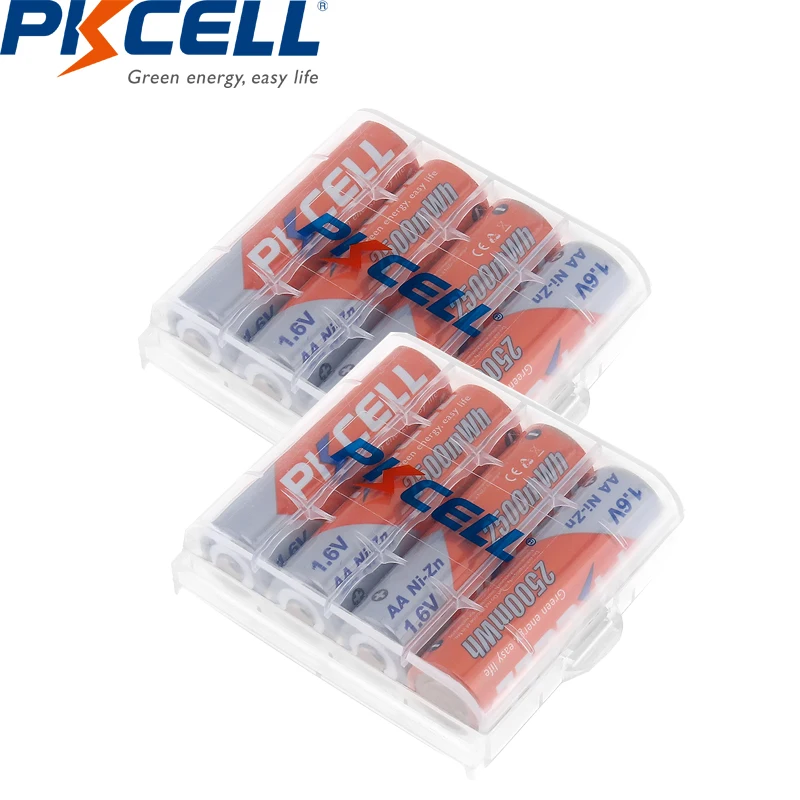 Caixa de Case Bateria e 2 Pces Pkcell Nizn Bateria 1.6v 2500mwh Recarregável 2a Baterias Guardar 8 - aa - Image 3