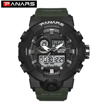 

PANARS Watches Men Analog Quartz Digital Watch Waterproof Sports Watches for Men Silicone LED Electronic Watch Relogio Masculino