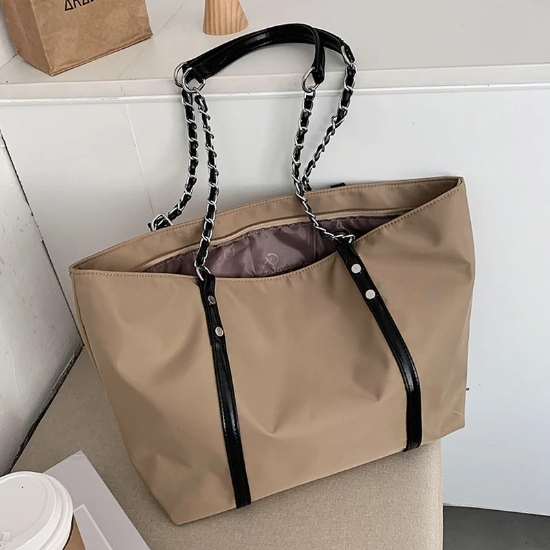 

High Capacity Tote Bags For Women 2020 Fashion Chains Large Women's Bag Casual Solid Color Women Shoulder Bags Shopper Bag New