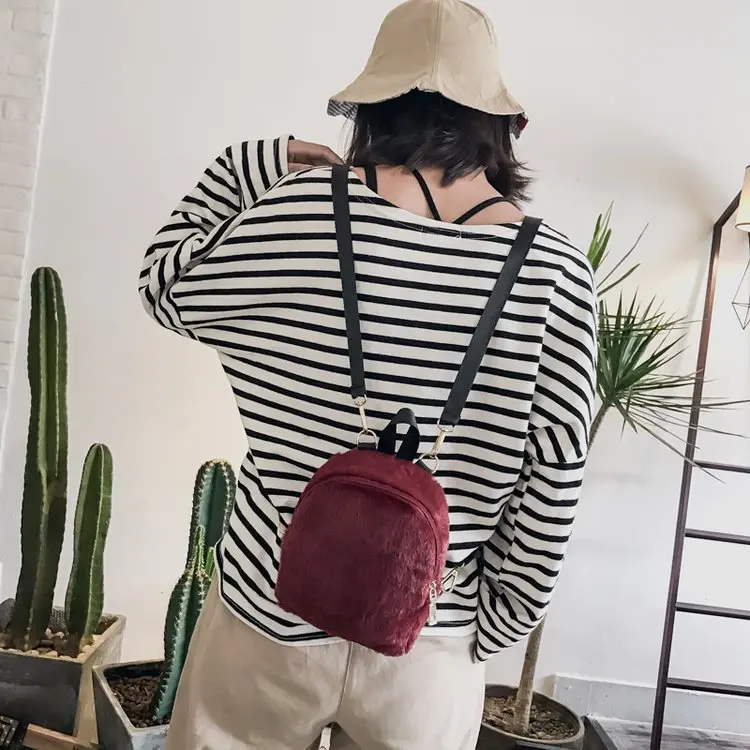 

New Arrival Autumn & Winter Furry Backpack 2019 Autumn New Style Fashion Furry Backpack Shoulder Handbag