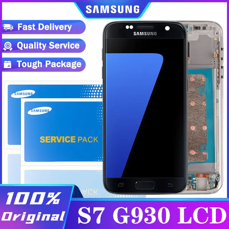 SUPER AMOLED ЖК-дисплей 5 1 дюйма с Burn Shadow и рамкой для SAMSUNG Galaxy S7 G930 G930F дисплей