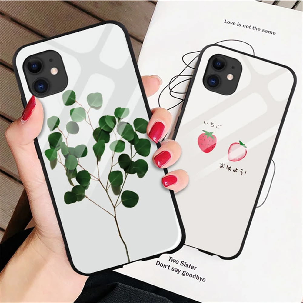 Phone Case For iPhone 5 5s SE 6 6s 7 8 Plus 11 Pro X XR XS Max 3D Peony Tree Tempered GlassPattern Back Cover Cases |
