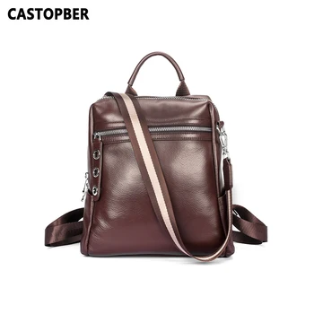 

Women's Backpacks Cowhide Genuine Leather Fashion Designer Ladies Shoulder Bags Large Capacity for Laptop High Quality Famous