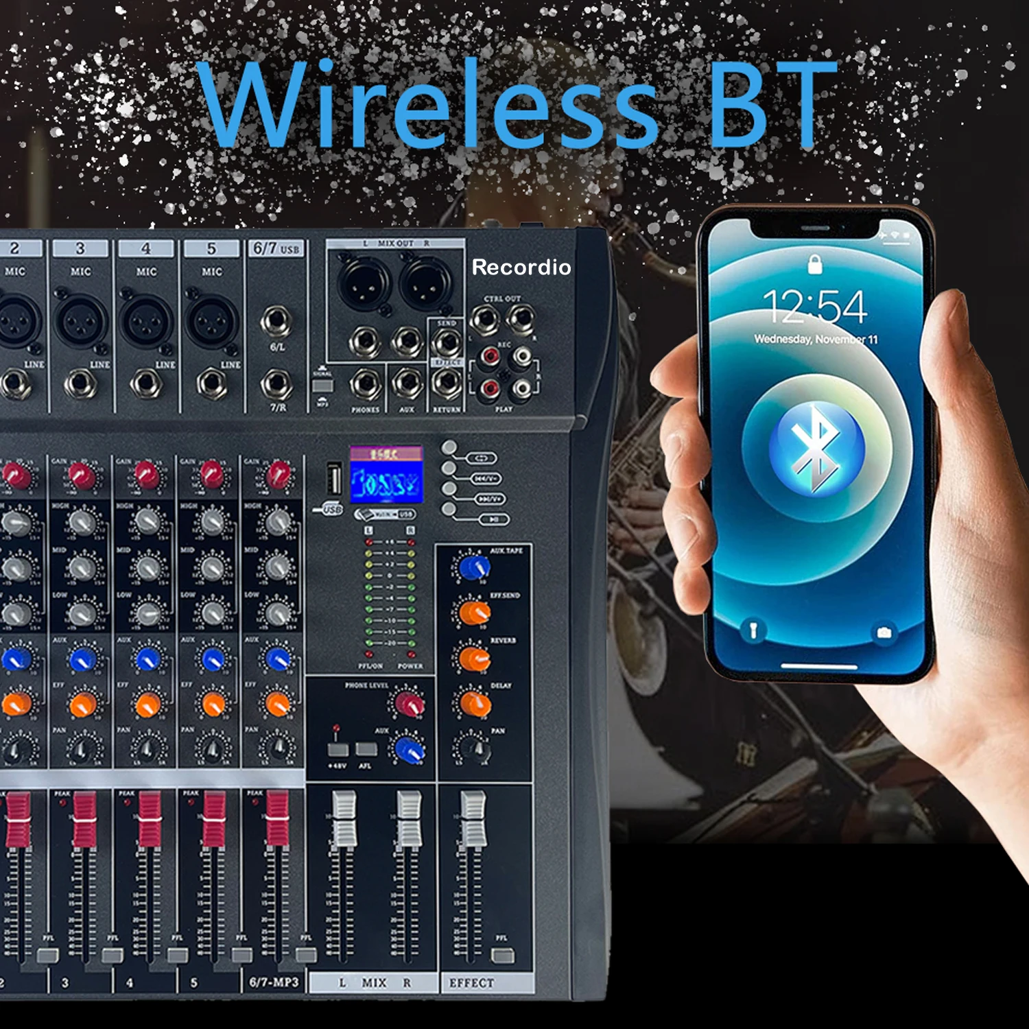Audio Mixer GAX-CT6 6 Channel Audio Mixing Console Audio Blueteeth With Power Amplifier Mixer