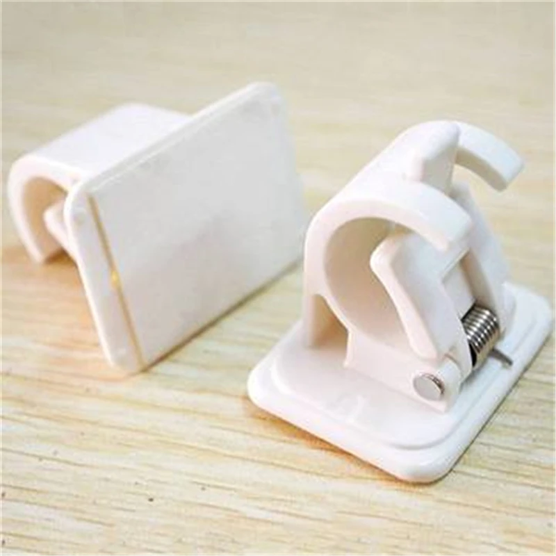 Simple Mini Portable Lazy  Self Adhesive Hooks Rod Bracket Pole Drapery Hook Holders 2PC Practical Simple Mini Portable Lazy