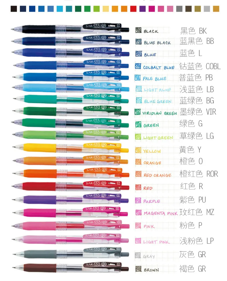 Упаковка из 20 разных Цвет s Pen Япония Zebra SARASA JJ15 сок гелевые ручки с зажимом маркер