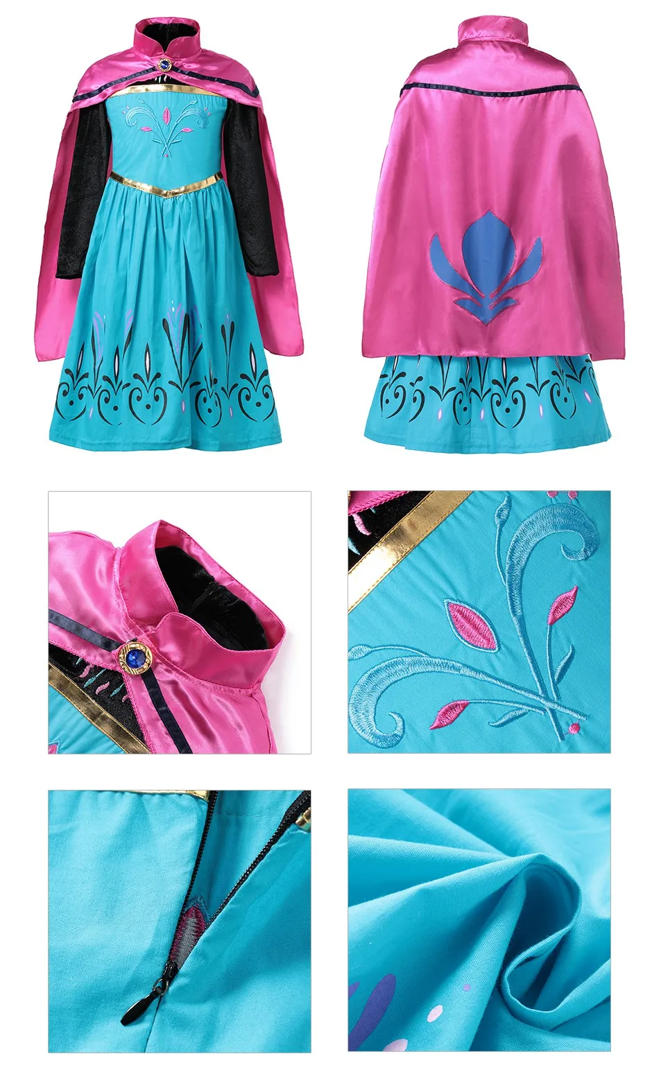 MUABABY Girl Elsa And Anna Fall Princess Coronation Dress Kids 12 H99620699d4b3458e8c2f58dc5cd899a3j