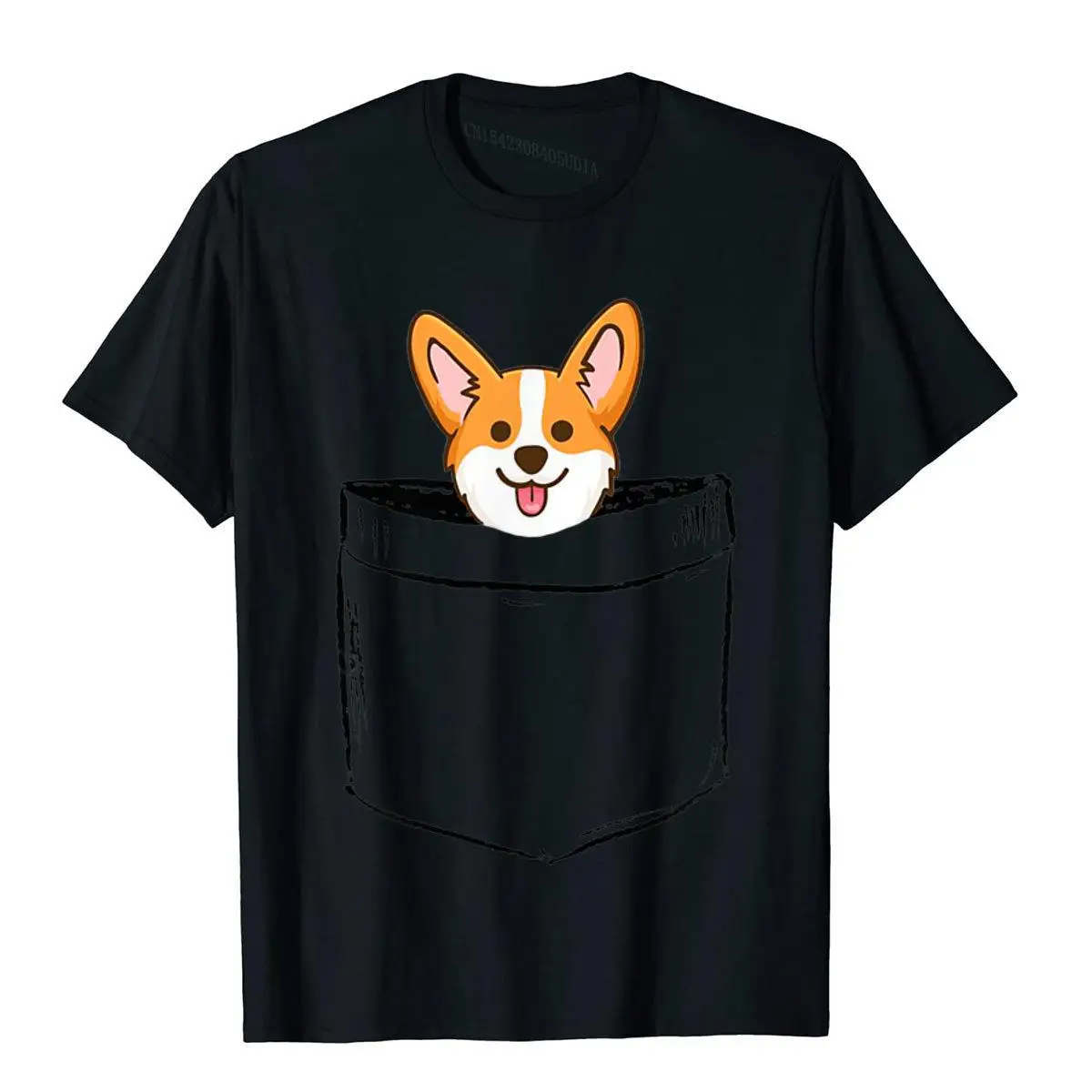 Pocket Baby Corgi Dog Love-r Dad Mom Boy Girl Funny T-Shirt__B6319black