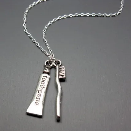 2020 Dental-Dentist Toothpaste-Toothbrush Antique Silver Color Charm Pendant Necklace Women Jewelry Gift | Украшения и аксессуары