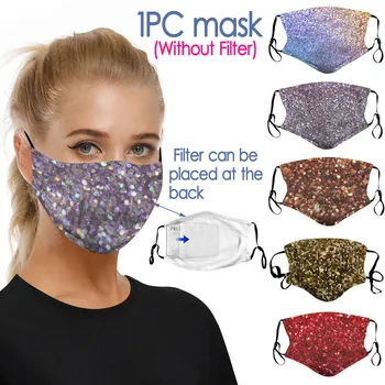 

Sequin Dustproof Windproof Face Mask Women Girls Anti Pollution Anti-spitting Protective Mouth Mask Respirator Mascarilla