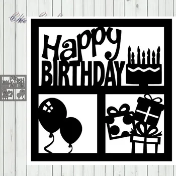 

Metal Cutting Dies Stencils Happy birthday theme cake balloon gift box for DIY Album Paper Card Decorative Craft Die Cuts