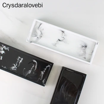 

Marbled Storage Tray Resin Jewelry Display Plate Cosmetic Organizer Rectangle Home Restaurant Hotel Serving Tray