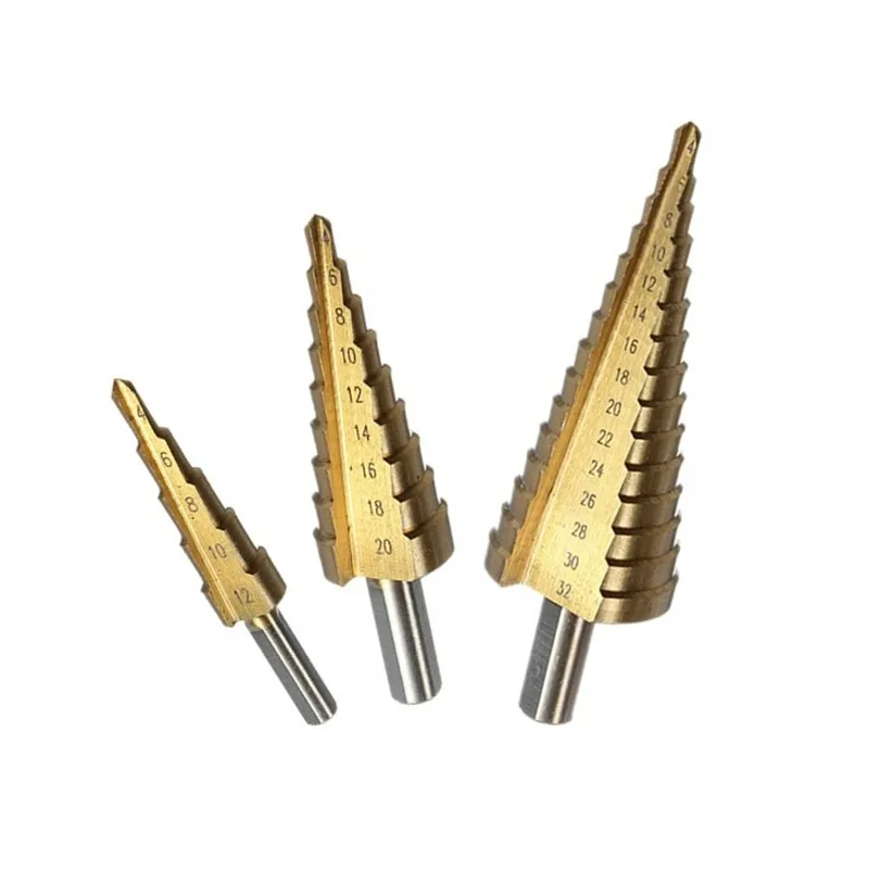 

3Pcs/lot Power Tool Set HSS Large Step Cone Titanium Coated Metal Drill Bit Cut Tool Accessories Hole Cutter 4-12/4-20/4-32mm