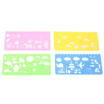

Craft Templates Plastic Ruler Multi-Template Drawing 4pcs Carton Drawing Ruler Rulers Students Kids' Products
