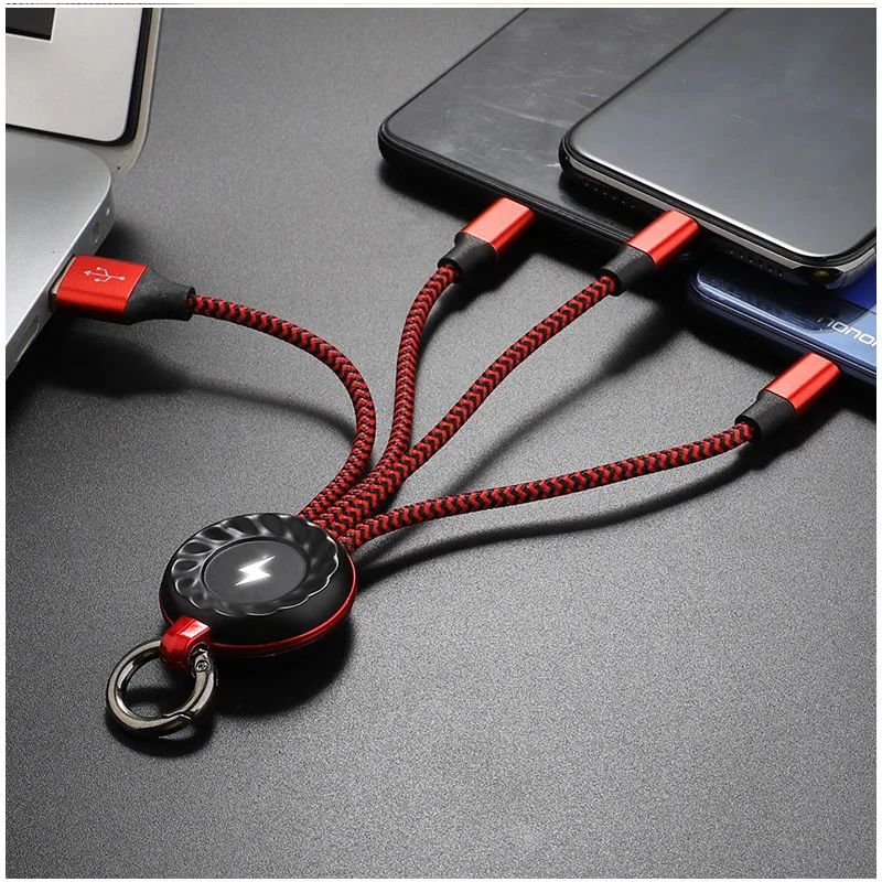 Красный / розовый Мульти 3 в 1 Micro USB typecs зарядный кабель гитара дизайн кабель синхронизации данных для iphone освещение кабель IOS android sams - Цвет: Красный / розовый