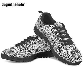 

Doginthehole Polynesian Traditional Tribal Pattern Flast Women's Sneakers Spring Light Mesh Waking Women Shoes Zapatos de Mujer