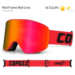 Premium COPOZZ Ski & Snowboard Goggles - Anti-Fog, UV400 Protection, Double Layer Lens (Red only)