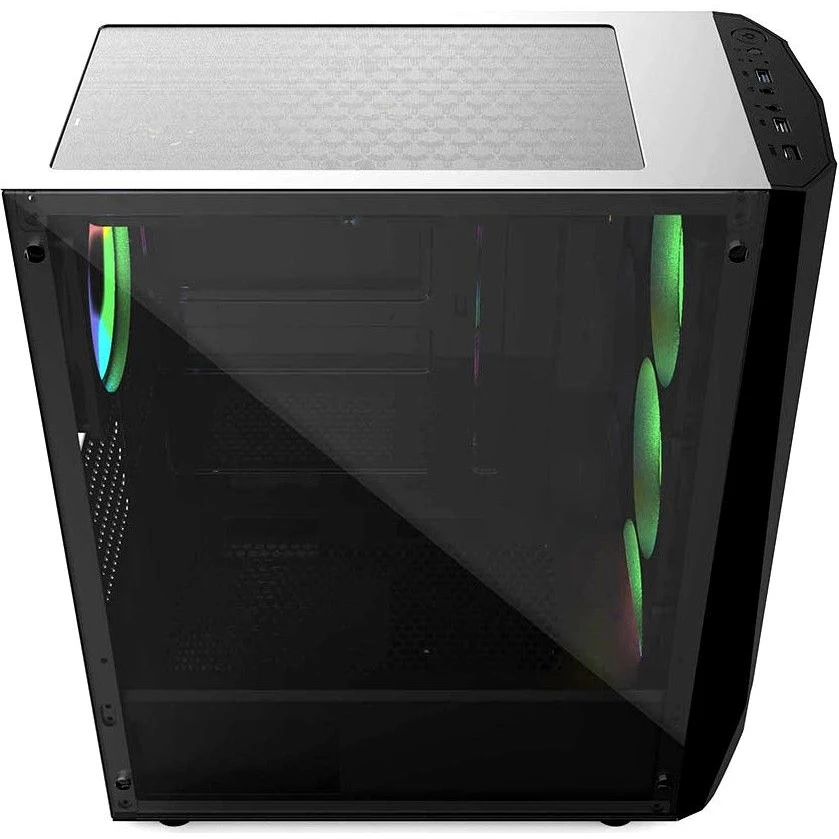 HiPER ORO-4RGB gaming case black (ATX, tempered glass, RGB fan 4x120 mm, 1xUSB, HD Audio) ► Photo 3/5