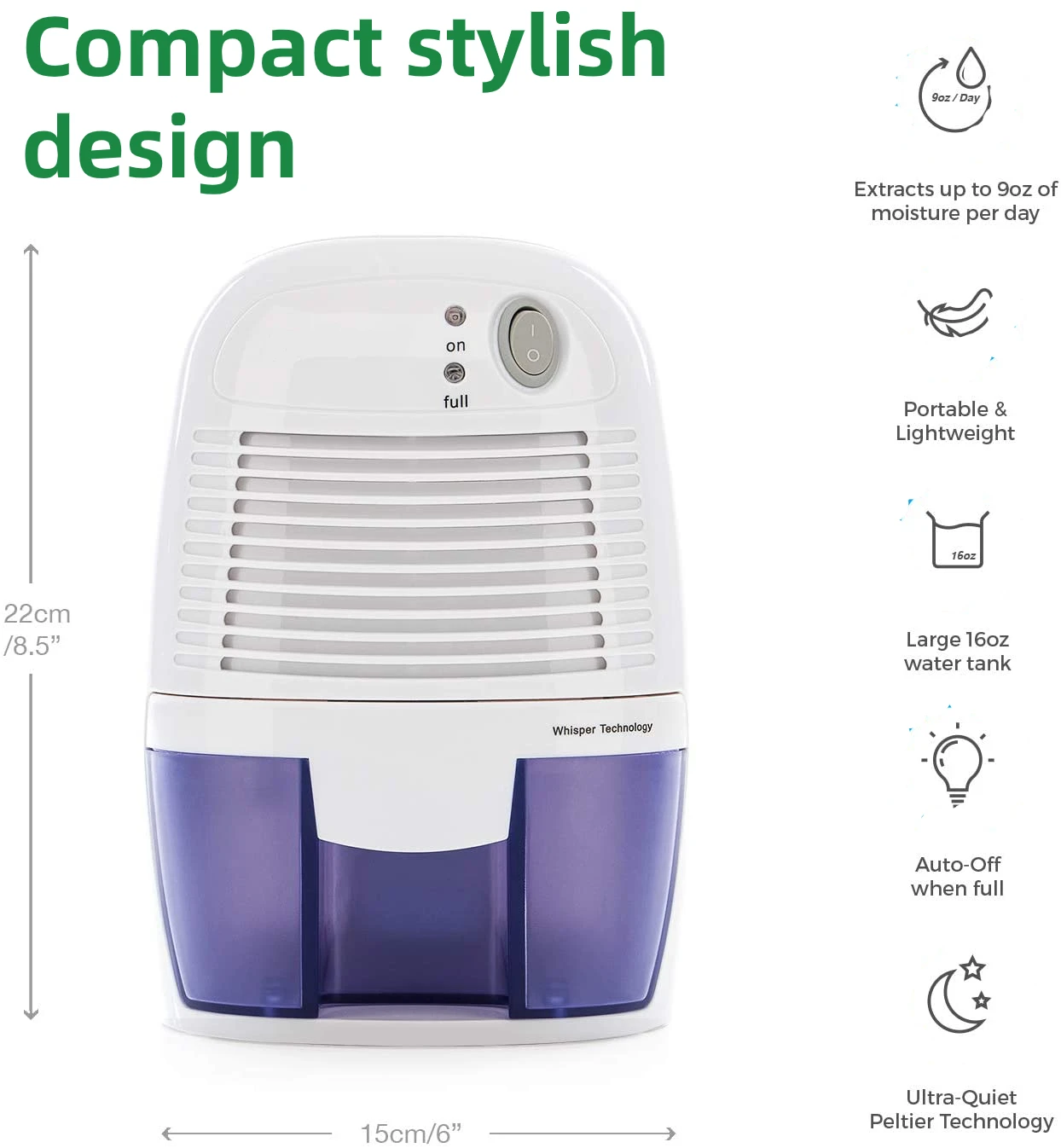 Mini Dehumidifier mini dehumidifier 24W 100-240V Compact 500ml/ 17oz Capacity for Grow Tent Box Grow Room Greenhouse Closets Bathroom and Basement