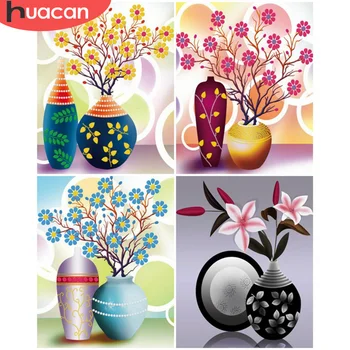 

HUACAN DIY Paint By Number Flower In Vase Hand Painted Painting Art Gift Pictures By Numbers Home Decors