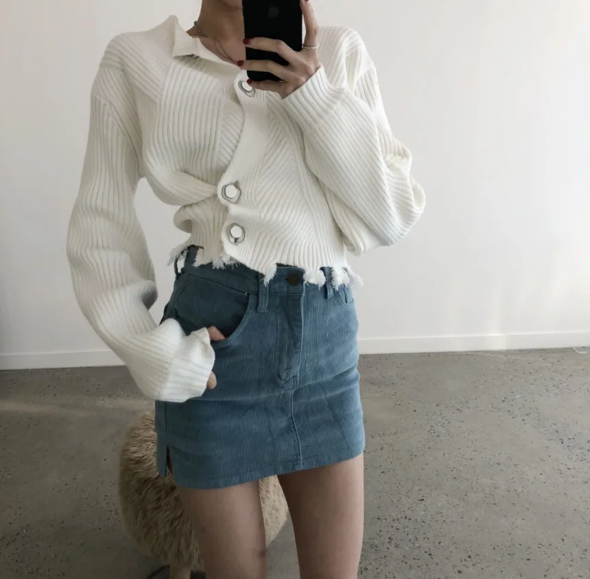  Alien Kitty 2020 Spring Knitted Sweaters Ladies Long Sleeve Knit Cardigan Sweater Women Fashion Car