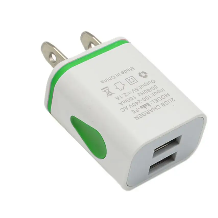 Изменение цвета LED USB 2 порта настенный адаптер переменного тока для путешествий S7
