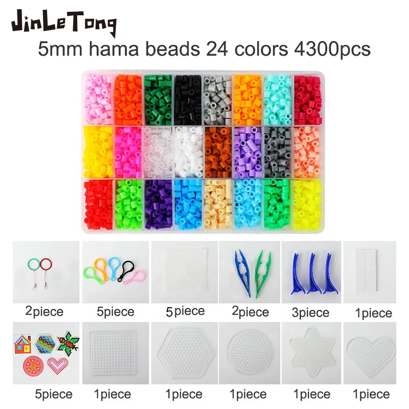 24 Colors 4300pcs Hama Beads For Kids Hama Beads Lron Fuse Beads Diy Puzzles High Quality Gift Children Toy Model Building Kit