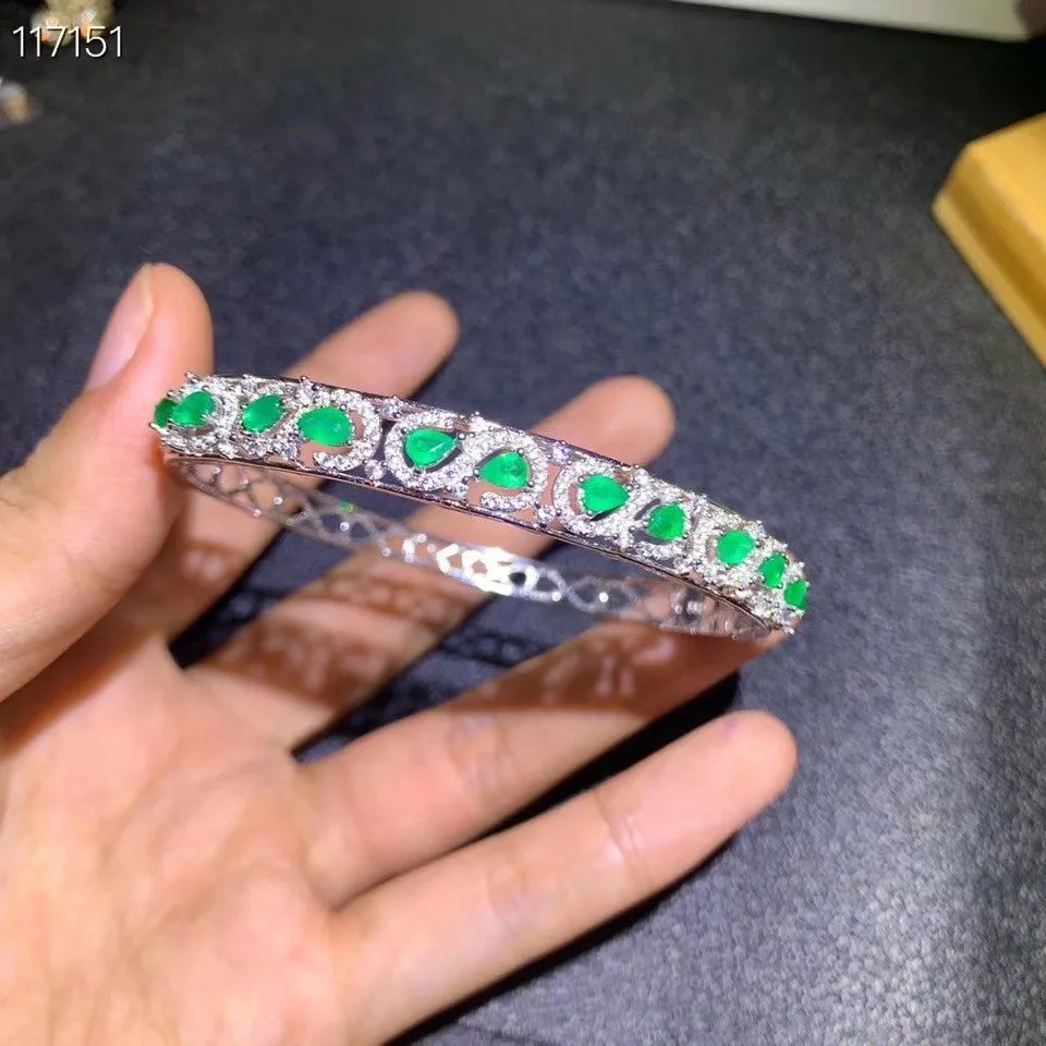 인기있는 디자인 쥬얼리 새로운 바람 로그인 천연 에메랄드 팔찌 럭셔리 멀티 보석 하이 엔드 쥬얼리