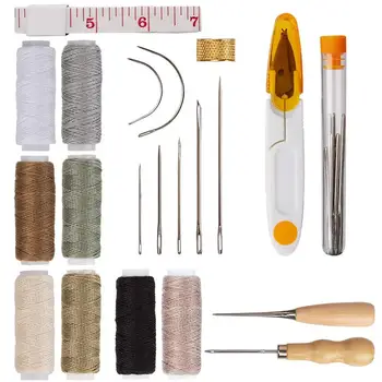 

29PCS Leather Repair Kit Leather Craft Tools Hand Sewing Craft Tools With Upholstery Needles Thread Tape Measure Drilling Awls