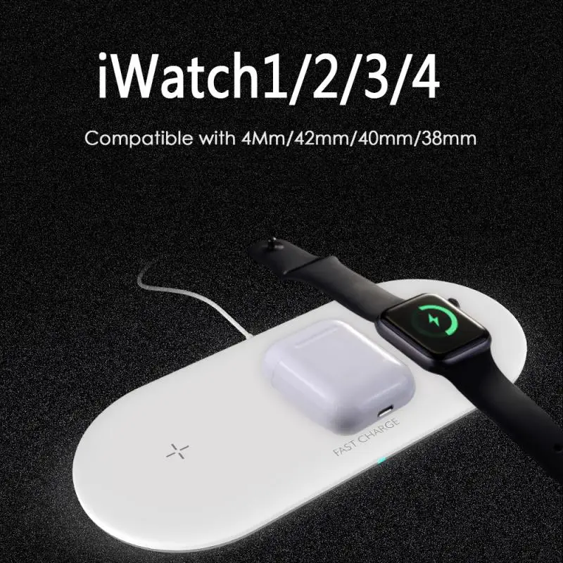 3 в 1 10 Вт QI Беспроводное зарядное устройство Быстрая зарядка док-станция Коврик для iPhone Apple Watch Airpods зарядная док-станция Подставка