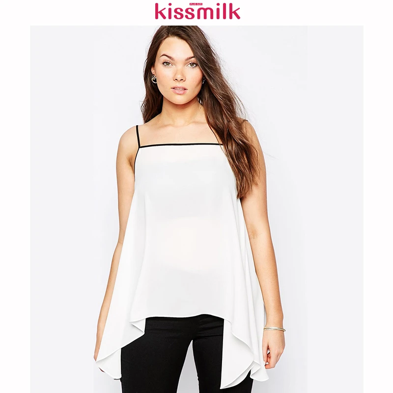 Женский шифоновый Асимметричный топ на бретелях Kissmilk большие размеры 3XL 4XL 5XL 6XL |