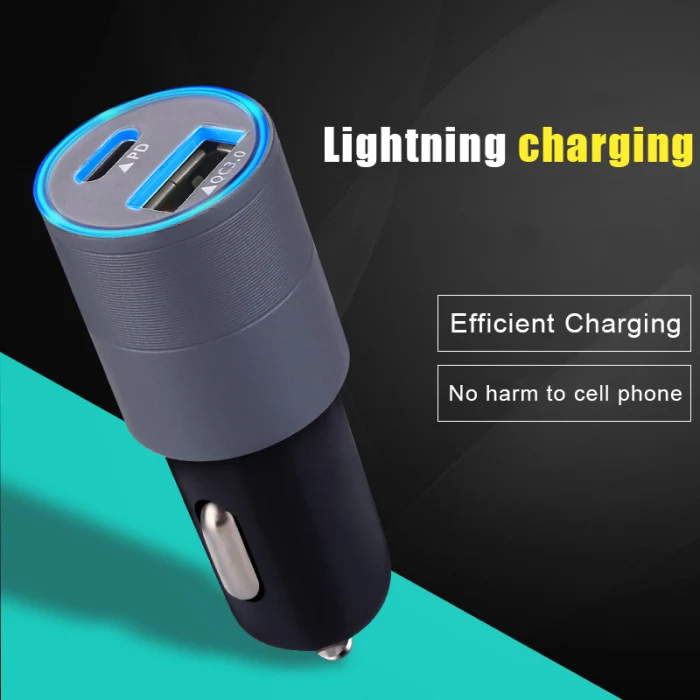 Быстрая, USB автомобильный Зарядное устройство Мощность доставки с быстрой зарядки от прикуривателя EM88
