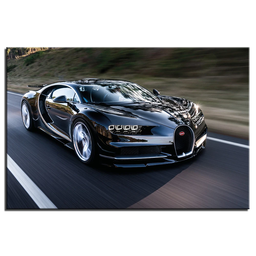 Картина на холсте Bugatti Chiron плакат с суперкаром для домашнего декора настенные
