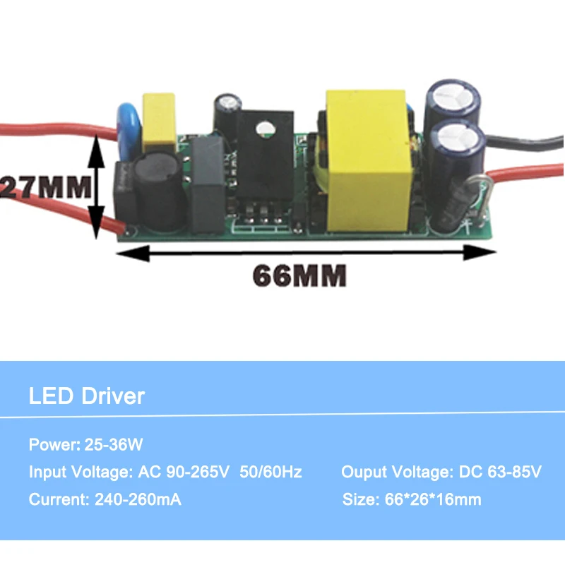 1pce 1-3 Вт 4-7 Вт 8-12 Вт 12-18 Вт 18-24 Вт 25-36 Вт Светодиодный светильник трансформатор адаптер питания для светодиодный чип светодиодный светильник - Цвет: 25 to 36 Watt