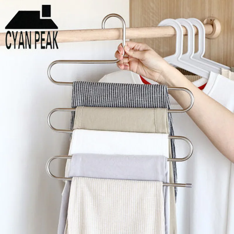 1 Set Of 10 Multifunction Wooden Pants Hanger Rack Anti Slip 【人気沸騰】
