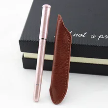 Креативная кожаная металлическая гелевая ручка для школы, офиса, канцелярских принадлежностей, роскошная ручка для отеля, шариковая ручка для бизнеса, кожаный чехол-карандаш