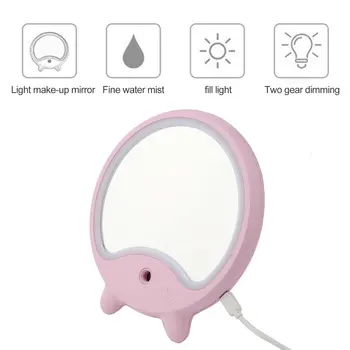 

Fashion Makeup Mirror Air Humidifier Cosmetic Desk Tabletop Mirror with LED Natural Light and Mist Facial Sprayer Humidifier