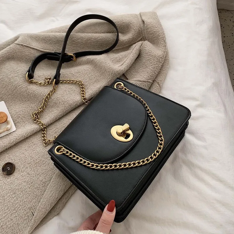 

Autumn And Winter Retro Popular Bag Women's 2019 New Style Korean-style Fashion Textured Versatile Chain Shoulder Square Sling B