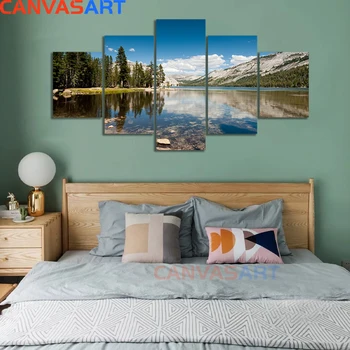 

Canvas Art 5 Piece Tenaya Lake In Yosemite National Park California Usa Painting on Canvas Modern Mountain Landscape Print
