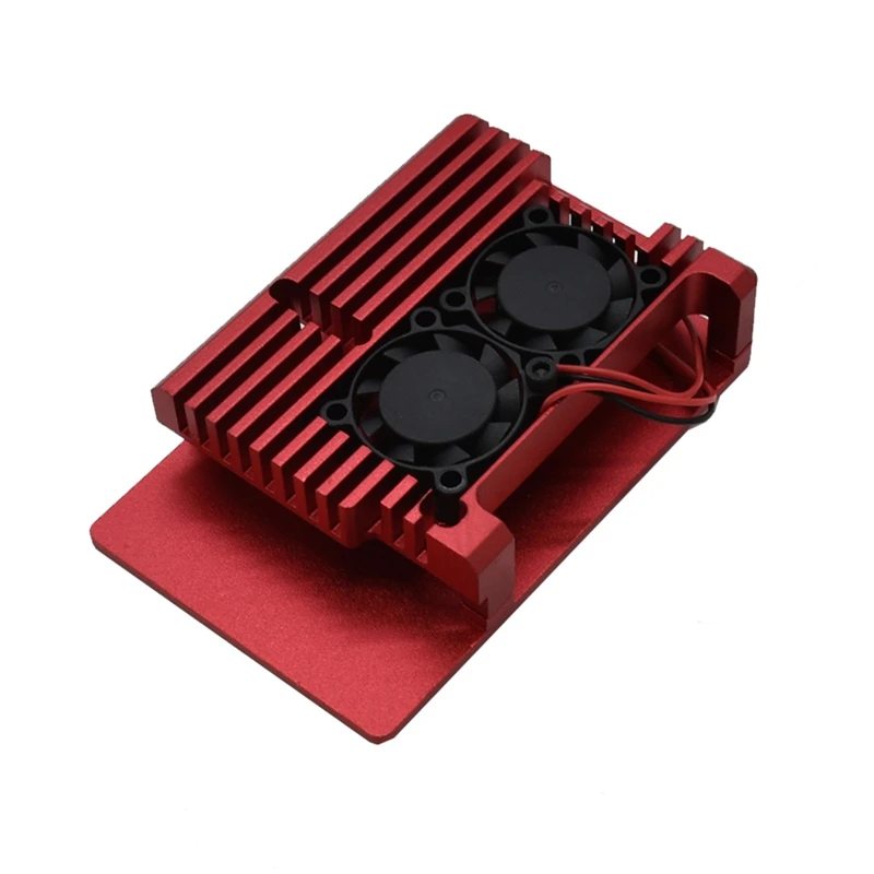 Для Raspberry Pi 4 4B Алюминий чехол Корпус кожух CNC охлаждения P/N: двойной вентилятор для