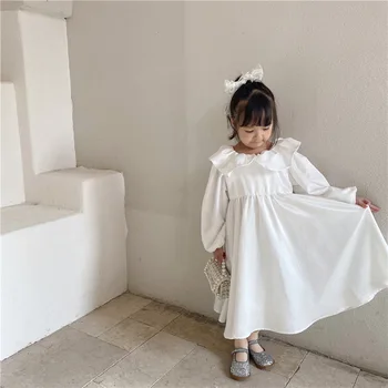 

2020 Girls Fall Long Sleeve Round Neck Satin Silk Dress