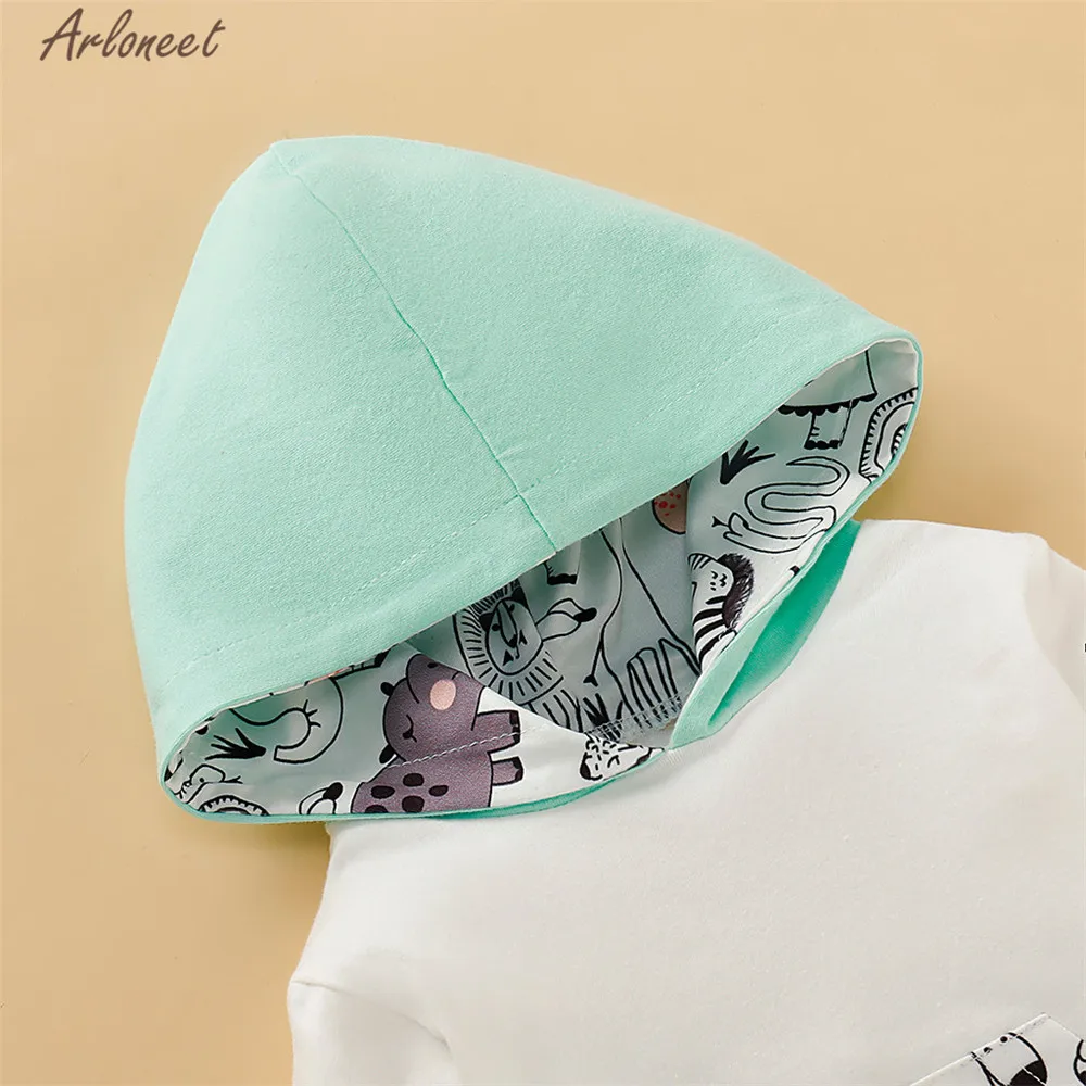ARLONEET одежда для малышей пальто с принтом бегемота для мальчиков и девочек, штаны+ повязка на голову, комплект одежды, детские толстовки с капюшоном, комплекты одежды