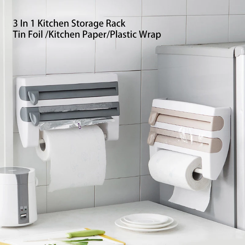 4 In 1 Kitchen Storage Rack Multifunction Tin Foil/kitchen Paper/fresh