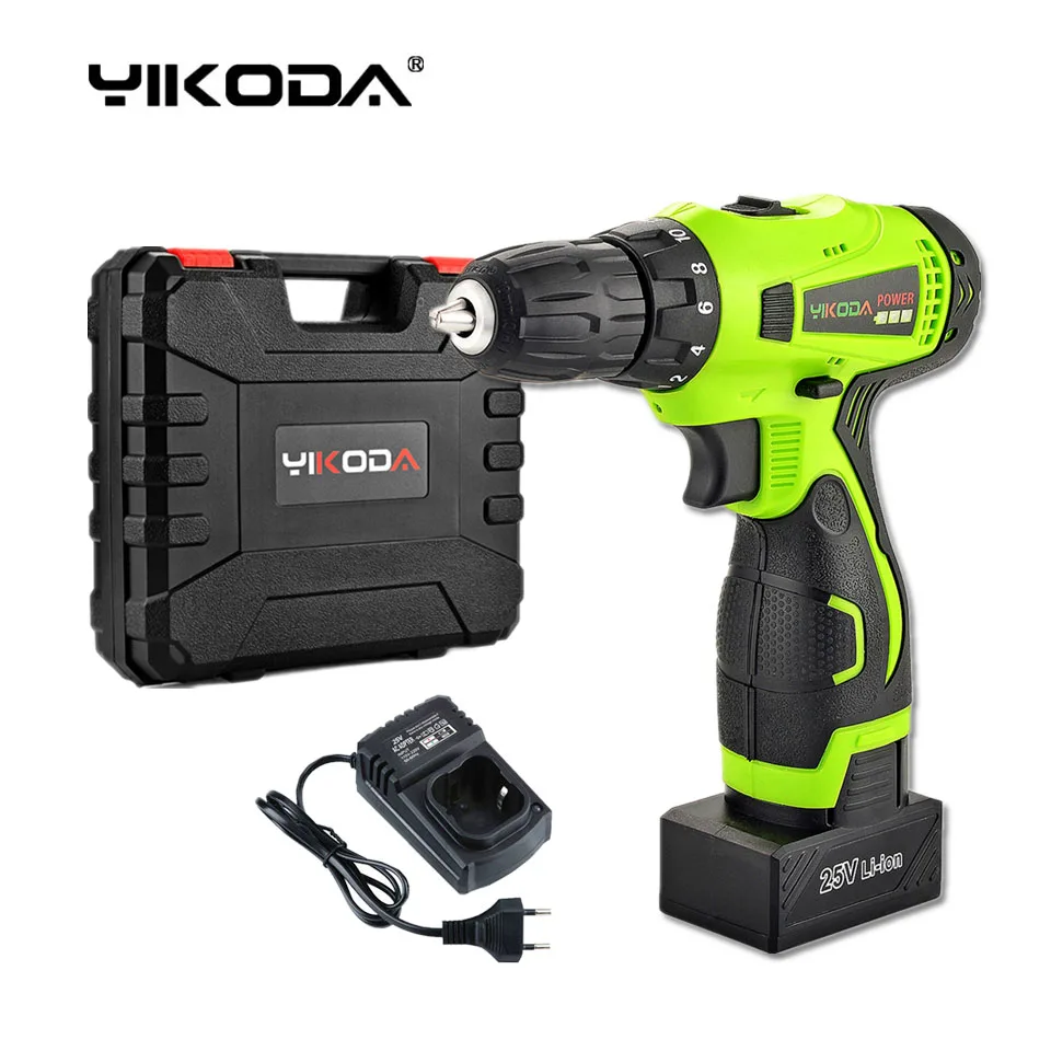 

25v Cordless Hand Drill Rechargeable Screwdriver Electric Drill One Lithium Battery Plastic Case Pack